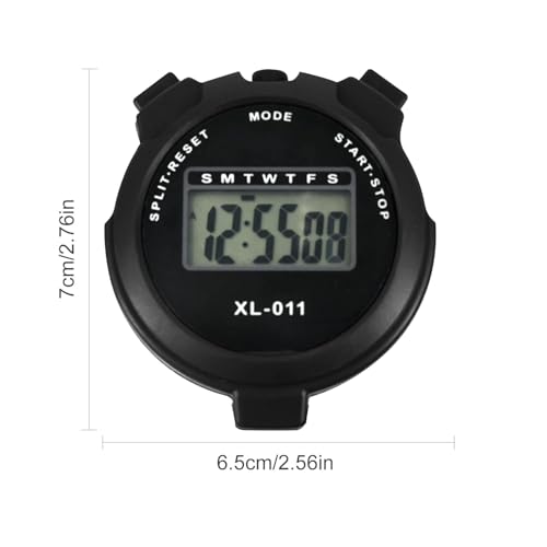 Image of Digital Sports Stopwatch Timer Stopwatch Lap Timer Digital Calendar Alarm Clock Referee Watch for Training Swimming Running (Black)