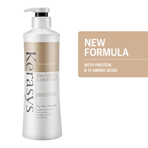 Kerasys Hair Clinic Protein Care System for Thin Limp Hair Rosehip Oil REVITALIZING 13.5 fl oz / 400 ml (Conditioner 1-Pack)