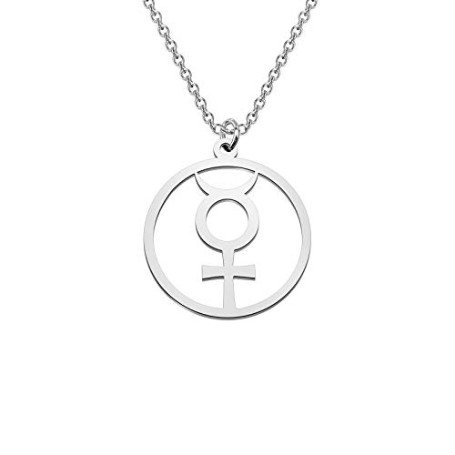 CENWA Mercury Pendant Alchemical Symbol Stainless Steel Necklace Mercury Symbol Jewelry Astrological Symbol Jewelry