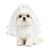 FLAdorepet Veil for Dogs Small Dog Pet Cat Wedding Veil Dress Bride Costume Dog Hair Bow Clips Hairpin Headwear Dog Hair Accessories (White)