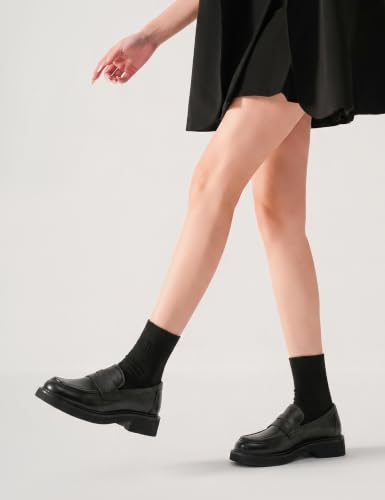 Image of BEAU TODAY Womens Leather Penny Loafers, Slip On Loafer Flats