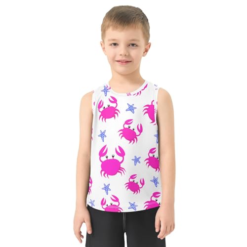 J JOYSAY Cartoon Crab Starfishes White Boys Tank Top Sleeveless Muscle Shirts Quick Dry Kids T-Shirts 3-15T2