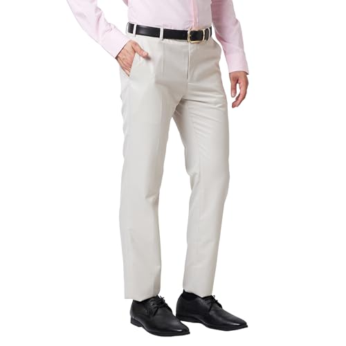 Image of Raymond Slim Fit Poly Viscose Blend Structure Pattern Flat Front Formal Trouser