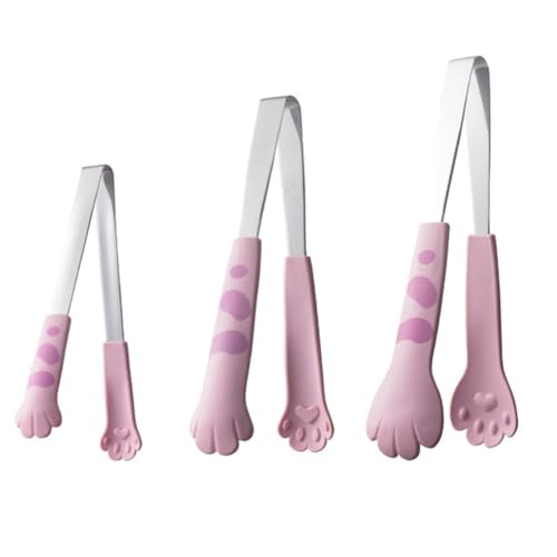Kznifmk Pinzas para Comida con Forma Garra, Pinzas para Comida con, Pinzas para Barbacoa, Pinzas para Hornear Pan Tipo Sándwich, Utensilios de Cocina de Color Rosa