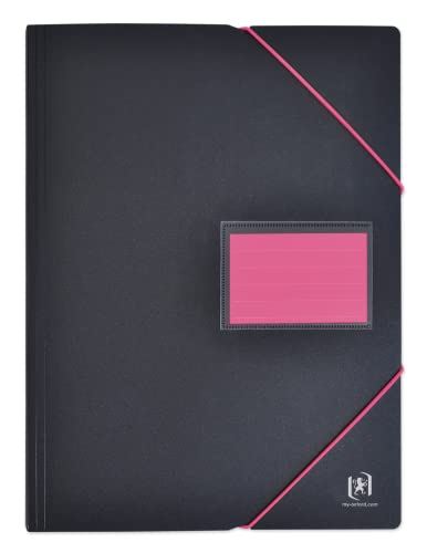 OXFORD Dokumentenmappe, A4, 200 Ansichten / 100 Hüllen, Einband aus Polypropylen, zweifarbig, Schwarz/Rosa