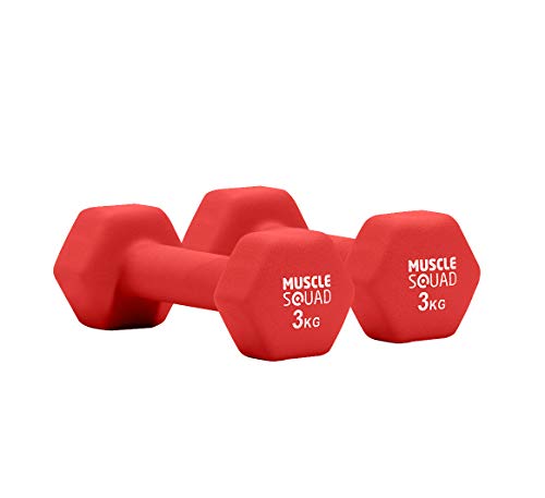 MuscleSquad Fixed Weight Dumbbells  Dumbbells from 1kg  6kg  For Toning, Strength and Muscle Training - For Home Or Gym Use - Free Exercise Chart Included (3)