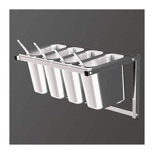 Juego de estante organizador de especias de acero inoxidable para cocina y restaurante, solución esencial de almacenamiento de condimentos y condimentos, plateado-a-46 x 21 x 21 cm
