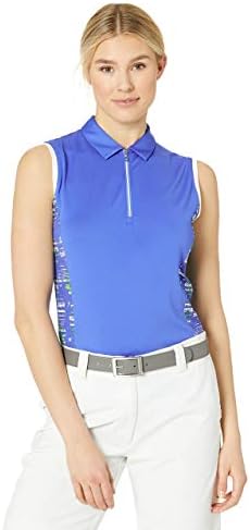 Callaway Women's 1/4-Zip Stainglass Floral Printed Polo, Amparo Blue, Small