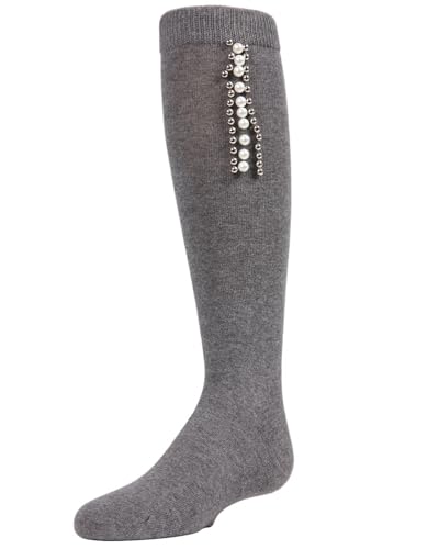 MeMoi Pearls and Stripes Jeweled Girls Knee High Socks2