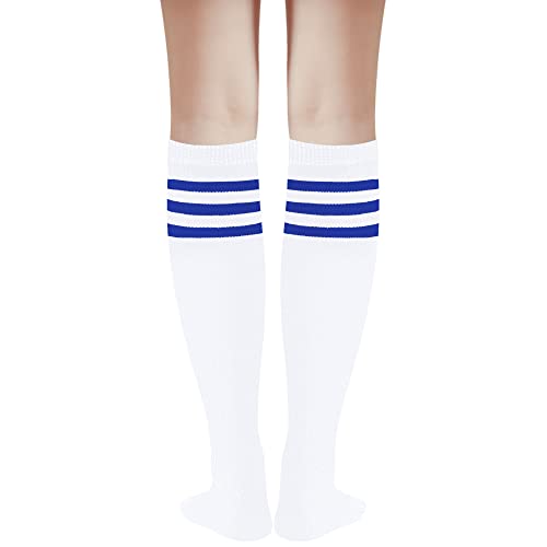 Image of DOOVID Casual Knee High Socks for Women Tube Socks Elasticity Athletic Socks Thin Stripe Knee High Stockings