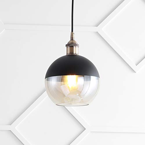 Image of JONATHAN Y Nixon 1-Light 7.5 inch Globe Pendant, Brass Gold /Black
