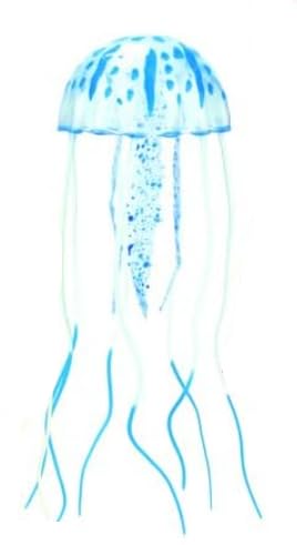 Junfamilee Blue Aquarium Artificial Glowing Jellyfish Fish Tank Ornament Silicone Decoration, Aquarium Decor Thematic Ornaments