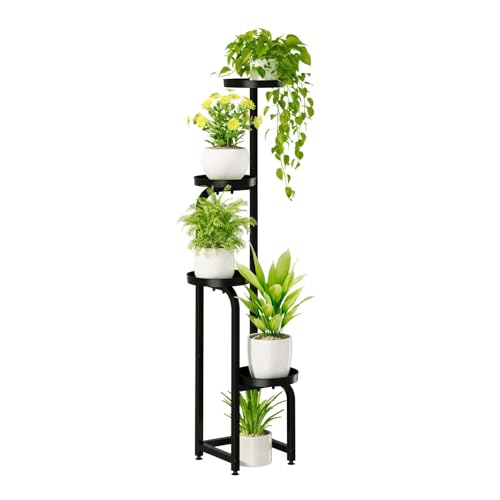 Bamworld Soporte Alto para Plantas de Interior y Exterior Soportes Esquineros de Metal para Múltiples Plantas Estante Resistente de 4 Niveles para Patio, Jardín, Balcón, Sala de Estar, Dormitorio