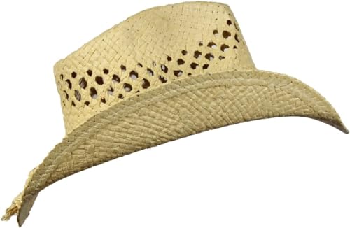 Image of TOVOSO Straw Cowboy Hat for Women with Beaded Trim and Shapeable Brim