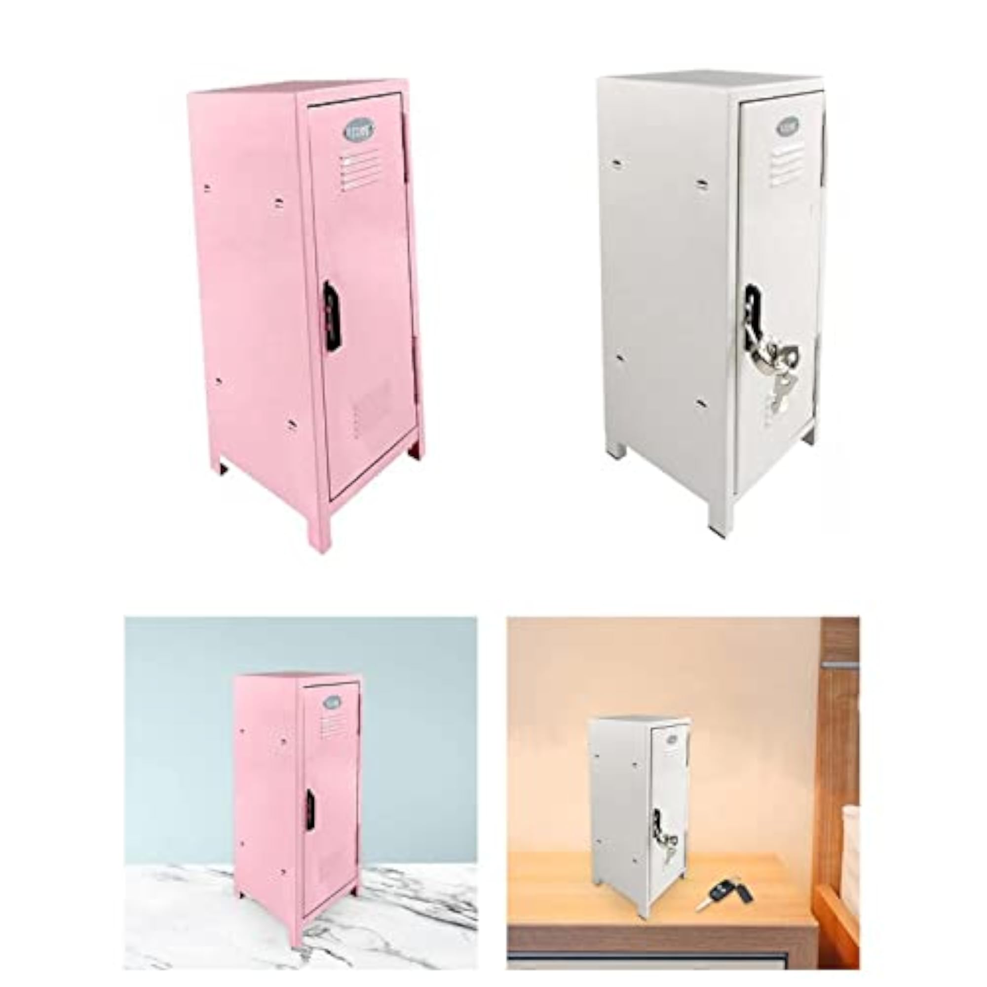 2X Small Makeup Storage Cabinet Vertical File Cabinet Pink and White