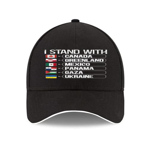 Women's Washed Running Hat,I Stand with Canada Greenland Mexico Panama Gaza Ukraine Sun Hat Trucker Hat Women Hats for Women Gifts