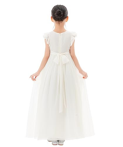 ekidsbridal Ruffle Chiffon Baptism Dresses for Girls Celebratory Gowns for Parties 8223