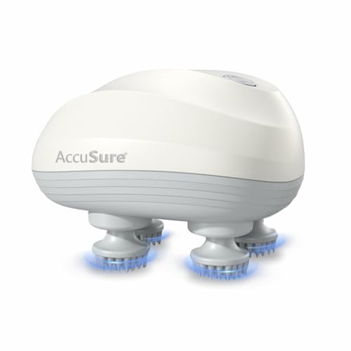 Image of AccuSure Electric Scalp Massager with 96 Silicone Kneading Points | Detachable Heads | Head, Hair & Body Massager for Relaxation & Hair Care (White)