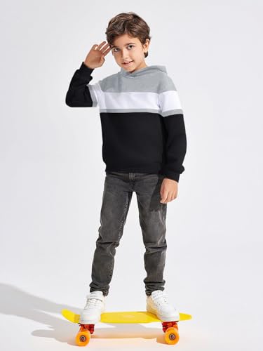 Haloumoning Boys Color Block Pullover Hoodies Kids Fashion Hooded Sweatshirts with Kangaroo Pockets3