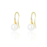 Generic Fashion 14K Gold Plated, AAA+ Quality Handpicked Freshwater Cultured Stud Pearl Earrings, 6.5-7mm Classical Drop Dangle Earrings Jewelry for Women, white