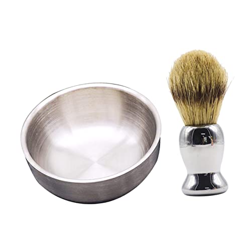 Ipetboom Stainless Steel Shaving Brush Set Bowl Men's Shave Kit for Wet Shaving Gentle Hair