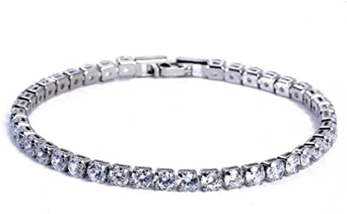 Luxus 4 mm Zirkonia Tennis Armbänder Euro Out Chain Kristall Hochzeit Armband für Frauen Männer Silber Armband Schmuck Attractive Design