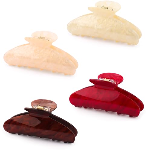 Vovii 4Pcs Acrylic Hair Claw Clips Bulk for Women Large Sized Cute Trendy Claw Clips for Women Thick Thin Hair Accessories Daily Wear Gift