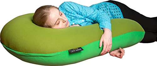 アイリスプラザ ビーズクッション プレミアム U字型 クッション サポートクッション 全10カラー U字サポート ビーンズMAX ビーンズマックス premium グリーン×フォレストグリーン 幅約70×高さ約95