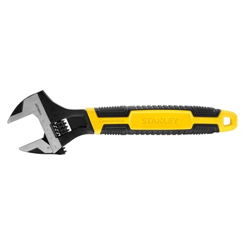 Image of STANLEY 90-950 MAXSTEEL 12 inch (300mm) Adjustable Wrench, Bi-Material Handle with CONTROL-GRIP, Ideal for Plumbing,Automotive,Furniture Assembly, Outdoor Equipment Maintenance & General Household Tasks