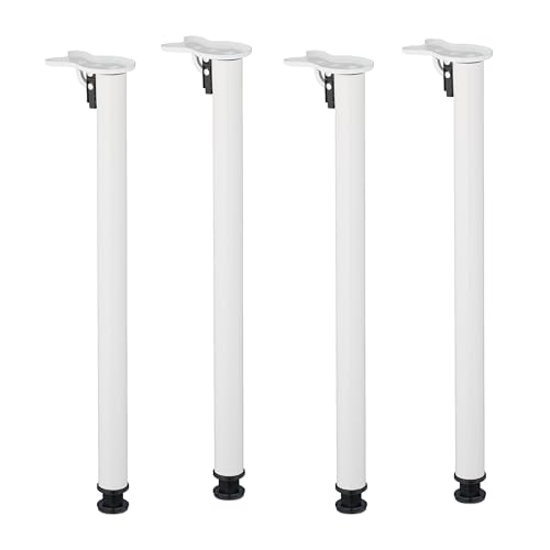Relaxdays Patas para Mesa, Set de 4, 71 x 5 cm, Plegables, Soportes Tableros, Escritorios, Hierro, Abatibles, Blanco