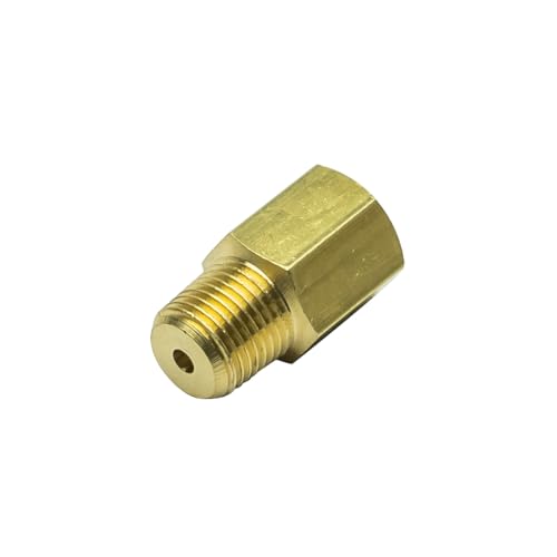 GlowShift 1/8 BSPT Male to 1/8-27 NPT Female Gauge Sensor Sender Thread Fitting Adapter Reducer for Oil & Fuel Pressure Gauges - Manufactured from Brass