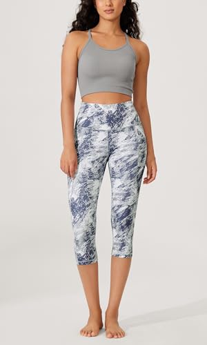 ODODOS Women's High Waisted Yoga Capris with Pockets, Tummy Control Non See Through Workout Athletic Running Capri Leggings2