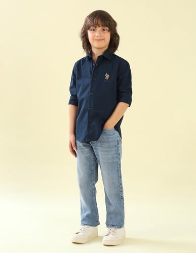 Image of USPA Kids Boys Twill Graphic Brand Printed Shirt
