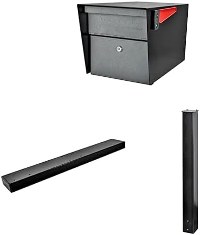 Mail Boss Mail Manager X3 In-Ground Mount Combo Kit Locking Metal Standard Mailbox - Black/Granite