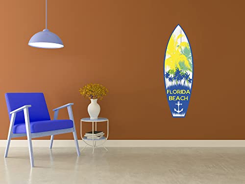 Oedim Tabla de Surf Florida Beach | 150x45cm | Fabricado en Vinilo Adhesivo Resistente y Económico | Pegatina Adhesiva Decorativa de Diseño Elegante