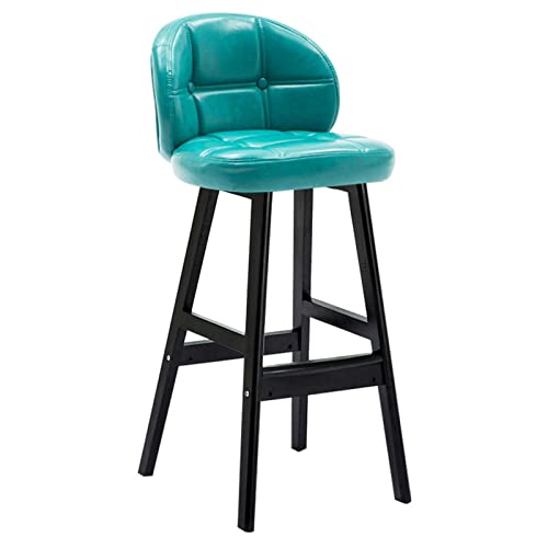 Taburete de bar de madera maciza con cojín de poliuretano antideslizante, 75 cm de altura, elegante diseño azul para el hogar y el restaurante