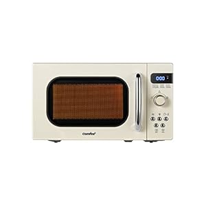 COMFEE’ Retro Small Microwave Oven With Compact Size, 9 Preset Menus, Position-Memory Turntable, Mute Function, Countertop Perfect For Spaces, 0.7 Cu Ft/700W, Cream, AM720C2RA-A
