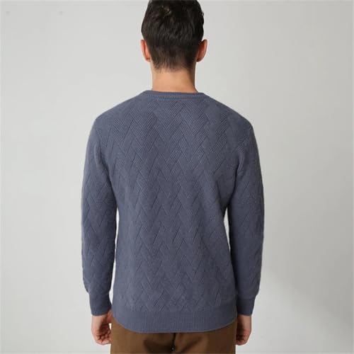 Men Winter Clothing O-Neck Goat Cashmere Thicker Sweater Mat Weave Pattern Knitted Pullovers4