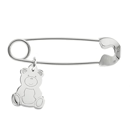 Alfiler bebé con colgante oso Plata de Ley - Joyas bebé Plata de Ley