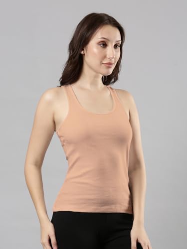 Image of Femmora Body Hugging Waist Length Camisole, Solid, Soft and Comfortable Cotton Fabric with Racer Back, for Women,Pack of 1