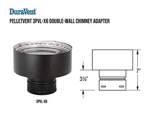 Duravent 3Pvl-X6 Pelletvent Double-Wall Air-Insulated Pellet Stove Chimney Adapter With Stainless Steel Inner Wall And Galvalume Outer Wall, 6" Diameter #TOP2