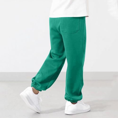 Boys Cotton Sweatpants Casual Baggy High Waisted Jogger Pant Stretchy Cinch Bottom School Uniform Pants Size 5-13T4