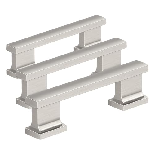 Image of Amerock 10BX37090G10 | Satin Nickel Cabinet Pull | 3 inch (76mm) Center-to-Center | 30 Pack | Triomphe | Furniture Hardware