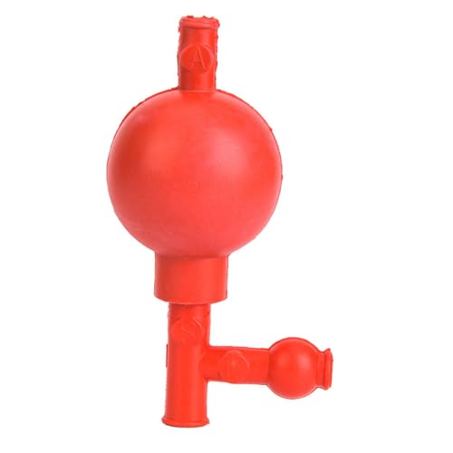 Lab Rubber Suction Bulb with 3 Openings Red for Easy Liquid Drawing, Pressure Quantitative Pipette Filler Elastic Rubber
