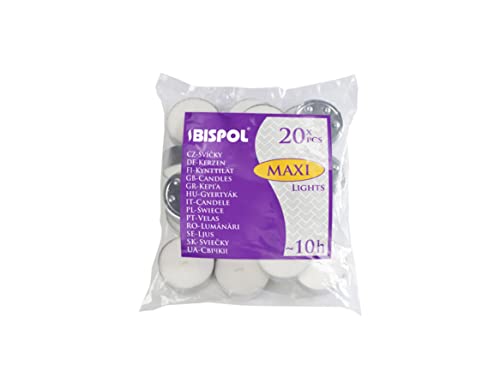 MAXI bougies chauffe-plat grandes, non parfumées, blanc, 20 pièces, bougies chauffe plat longue durée 10h Cover