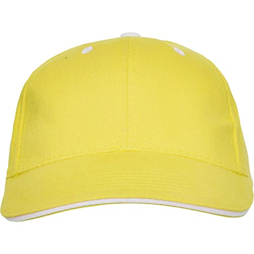 KINKIES Gorra Infantil de Colores 100% algodón   Gorra de Béisbol, para niñas y niños, con Agujeros de ventilación y Cierre de Velcro (Amarillo)