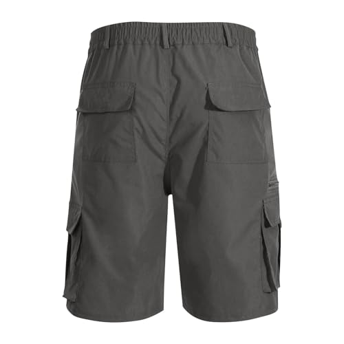 Image of Cargo Shorts for Men,Summer Casual Elastic Waist Big Tall Baggy Shorts Lightweight Hiking Short with Multi Pockets
