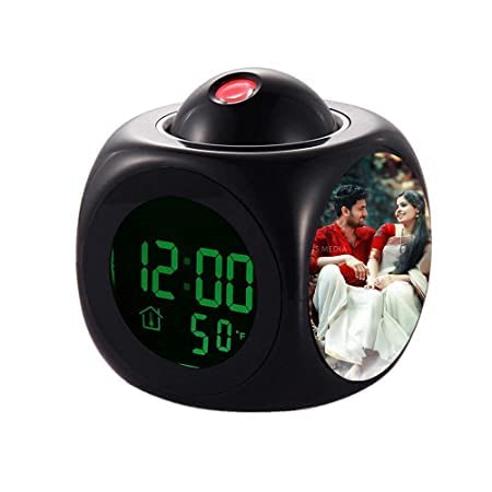 Image of Digital LCD Projector Alarm Clock Wall Projection LCD Screen Snooze Alarm Display Time Voice Alarm LED Back Light