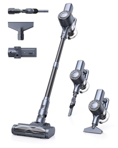 312+pfR2u2L MIUZZY Aspirateur Balai sans Fil 30kPa, Aspirateur sans Fil Puisssant Anti-Emmêlement 50min d'Autonomie LED Ecran pour Voiture Sols Durs,Poils d'animaux