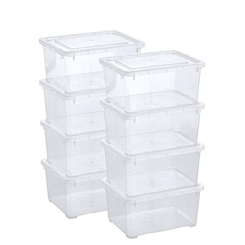 Grizzly Lot de 8 Boites de Rangement avec Couvercle - 1,7 L (XS) - Caisses empilables en plastique...